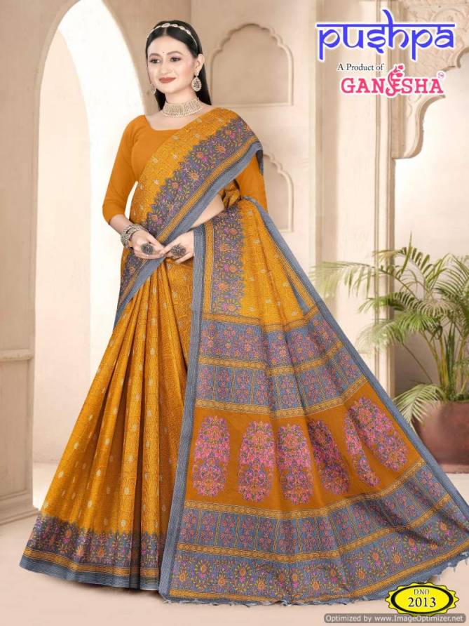 Pushpa Vol 2 By Ganesha Heavy Cotton Printed Daily Wear Sarees Suppliers In India
